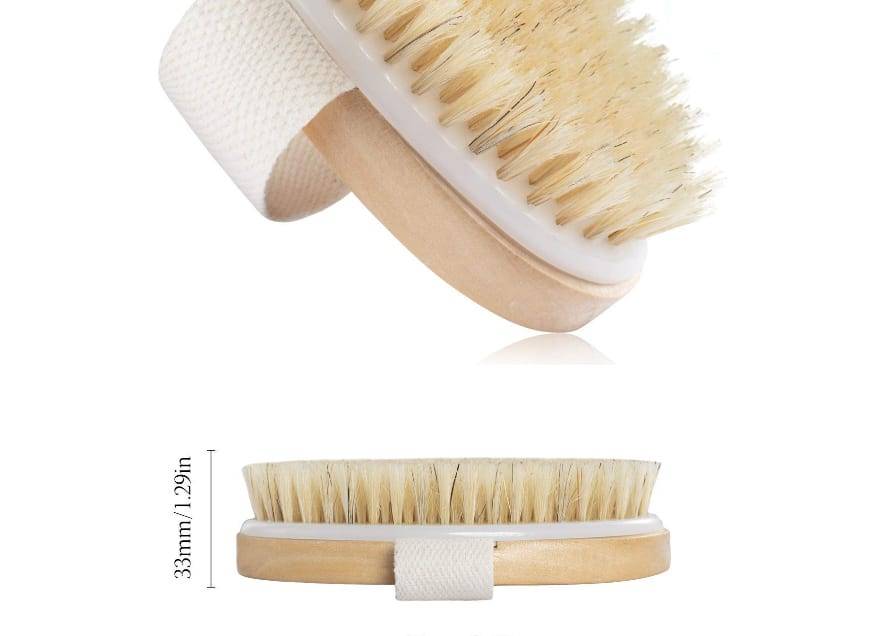 Body Dry Brush Natural Boar Bristle Organic Dry Skin Body Brush Bamboo Wet Back Shower Brushes Exfoliating Bathing Brush