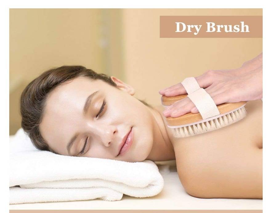 Body Dry Brush Natural Boar Bristle Organic Dry Skin Body Brush Bamboo Wet Back Shower Brushes Exfoliating Bathing Brush