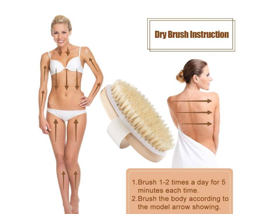 Body Dry Brush Natural Boar Bristle Organic Dry Skin Body Brush Bamboo Wet Back Shower Brushes Exfoliating Bathing Brush