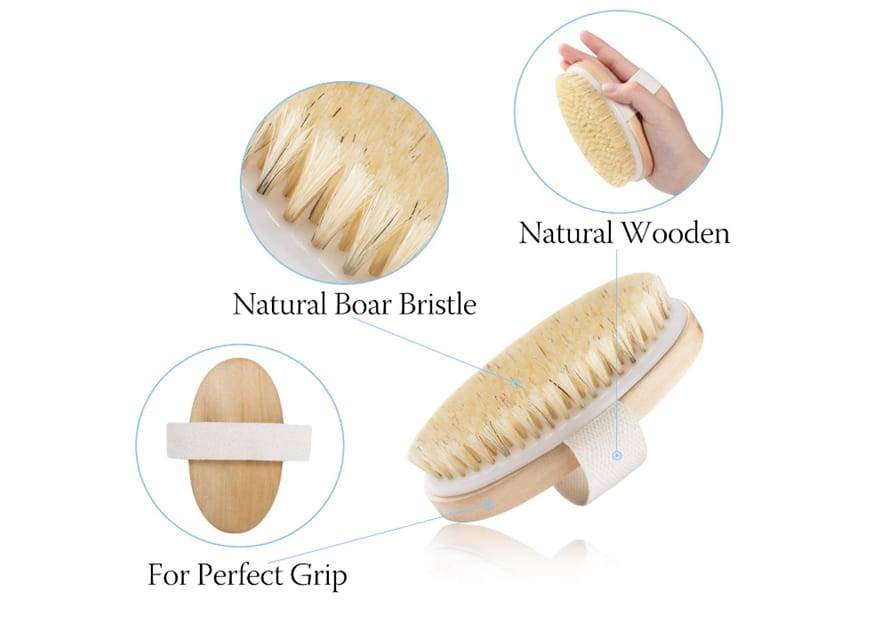 Body Dry Brush Natural Boar Bristle Organic Dry Skin Body Brush Bamboo Wet Back Shower Brushes Exfoliating Bathing Brush