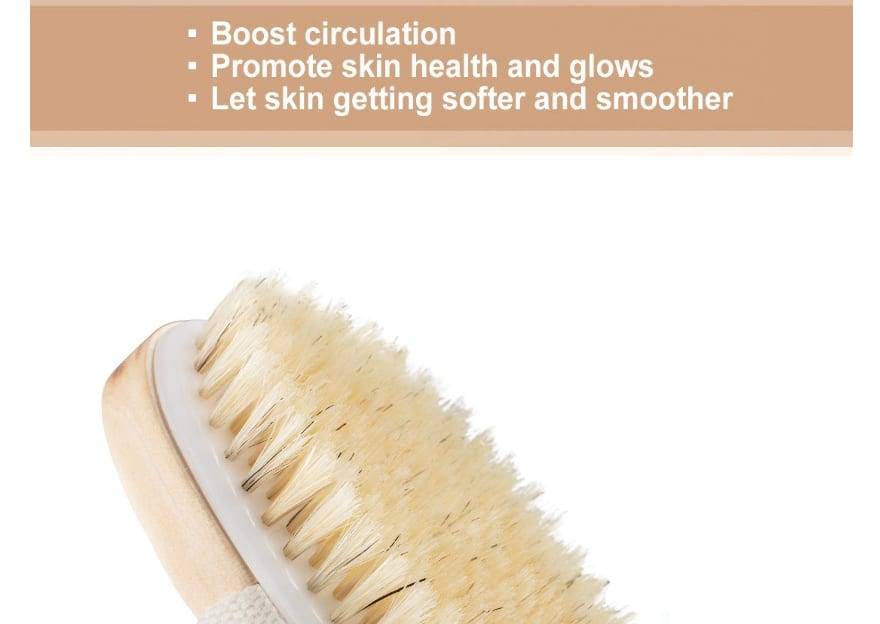 Body Dry Brush Natural Boar Bristle Organic Dry Skin Body Brush Bamboo Wet Back Shower Brushes Exfoliating Bathing Brush