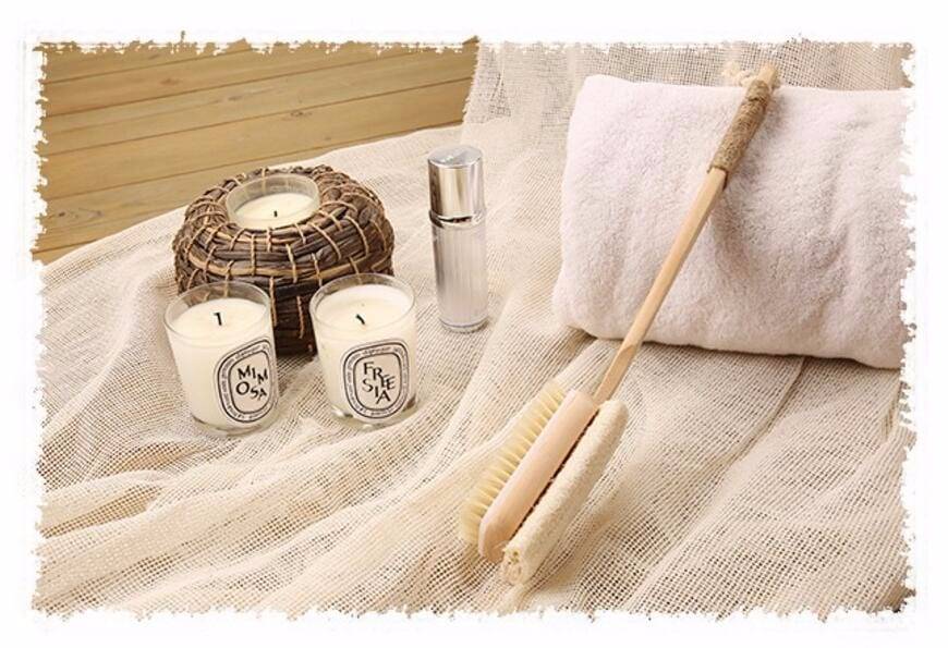 Double sides Fashion Natural Wooden Brush Bathroom Accessories Loofah&bristle Long Wooden Handle Bath Brush bath sponge S9DIS49