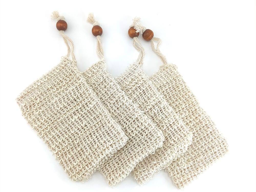 6pcs/pack Soap Bag Exfoliating Soap Saver Pouch Foaming Sisal Soap Pouch Saver Massage Organic Soap Bags With Rope