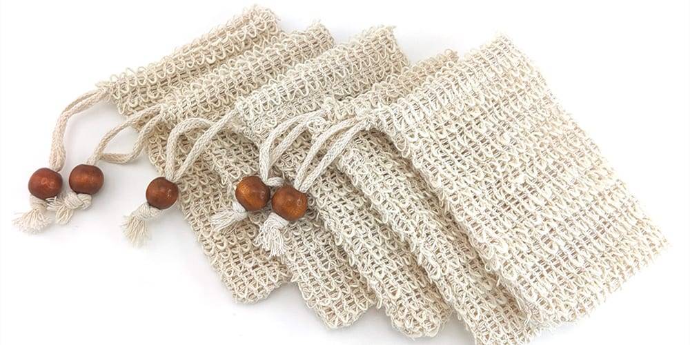 6pcs/pack Soap Bag Exfoliating Soap Saver Pouch Foaming Sisal Soap Pouch Saver Massage Organic Soap Bags With Rope