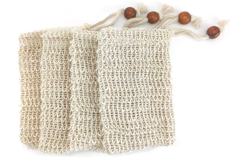 6pcs/pack Soap Bag Exfoliating Soap Saver Pouch Foaming Sisal Soap Pouch Saver Massage Organic Soap Bags With Rope