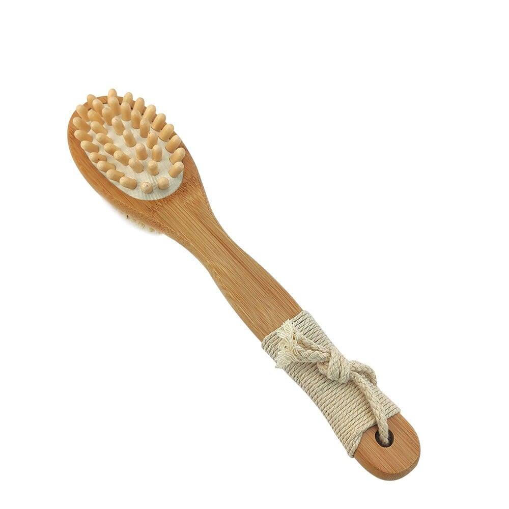 Natural Bristle Bath Brush Set Exfoliating Lipid Massage Health Care Dry Brush SPA Body Massage Wooden Shower Brush D40