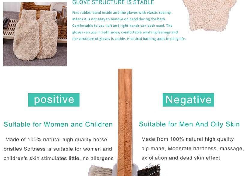 Natural Bristle Bath Brush Set Exfoliating Lipid Massage Health Care Dry Brush SPA Body Massage Wooden Shower Brush D40