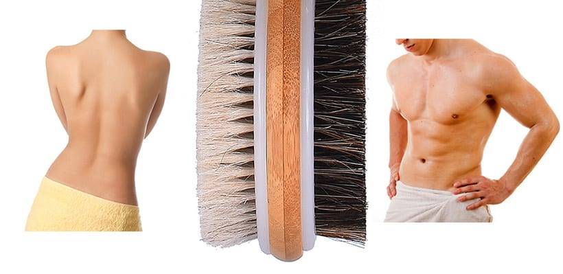 Natural Bristle Bath Brush Set Exfoliating Lipid Massage Health Care Dry Brush SPA Body Massage Wooden Shower Brush D40