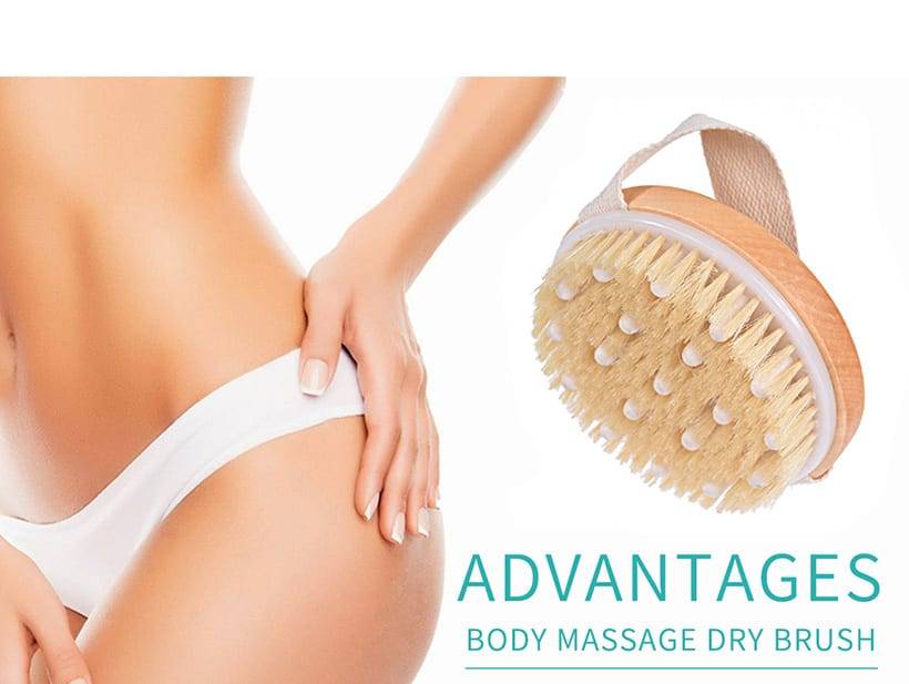 Natural Bristle Bath Brush Set Exfoliating Lipid Massage Health Care Dry Brush SPA Body Massage Wooden Shower Brush D40