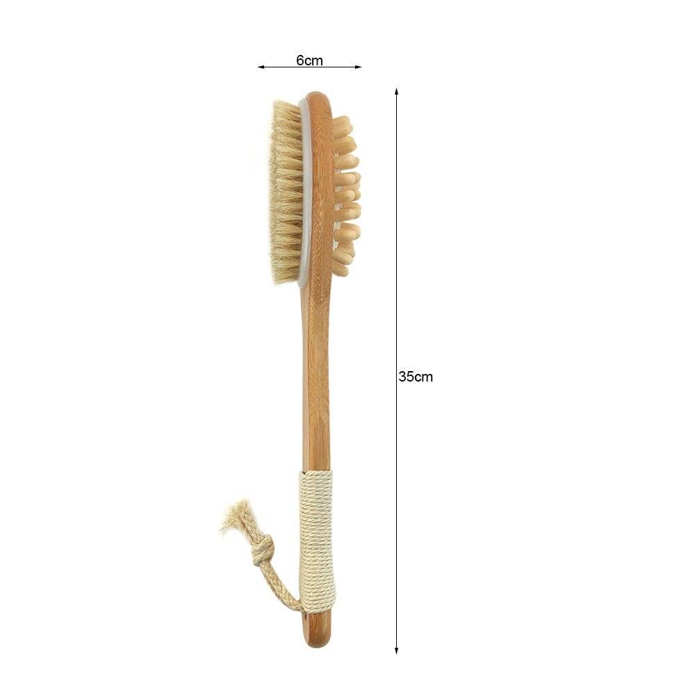 Natural Bristle Bath Brush Set Exfoliating Lipid Massage Health Care Dry Brush SPA Body Massage Wooden Shower Brush D40